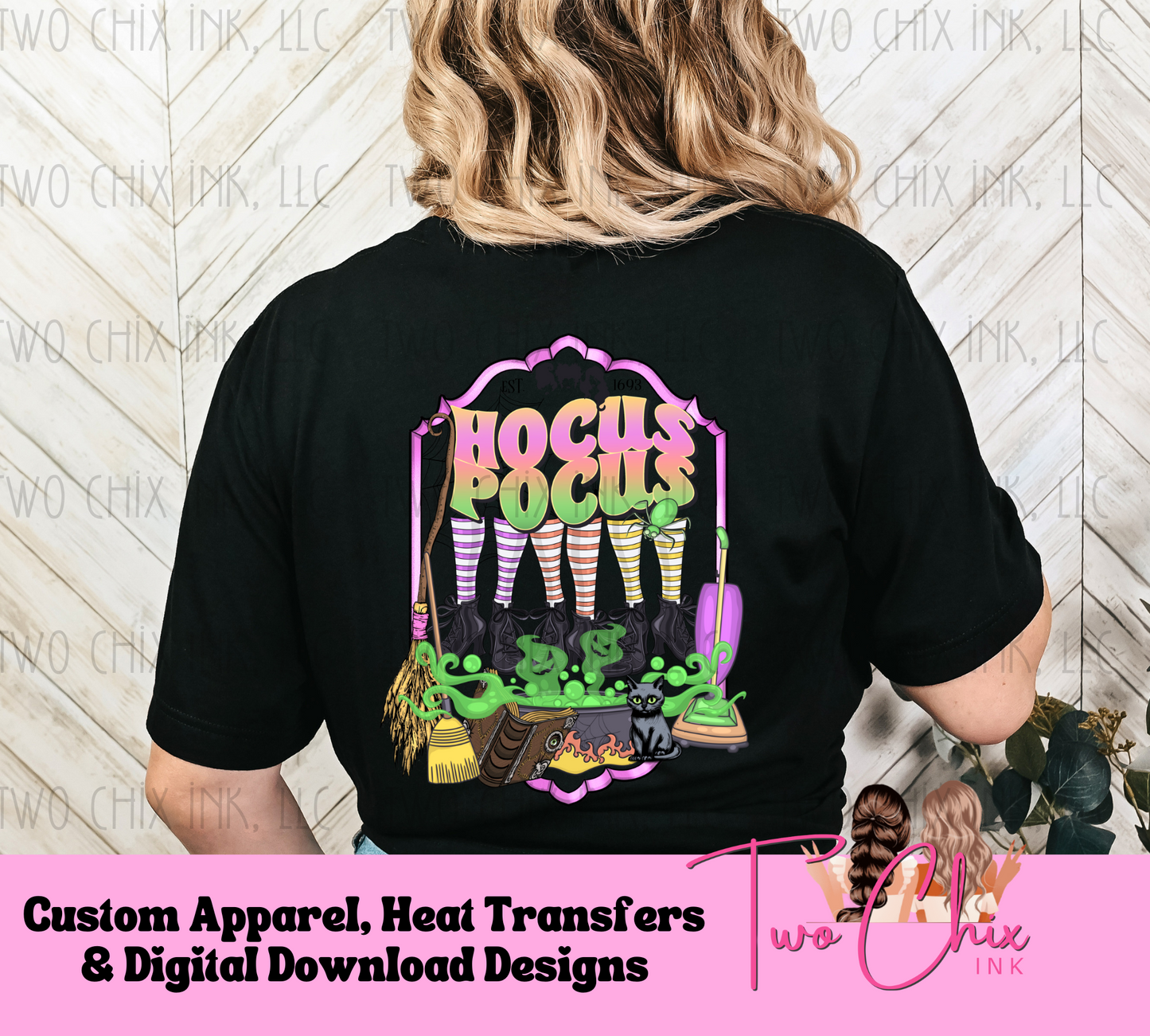 Hocus Pocus Witches DTF Ready to Press Heat Transfer Halloween DTF Tshirt Design