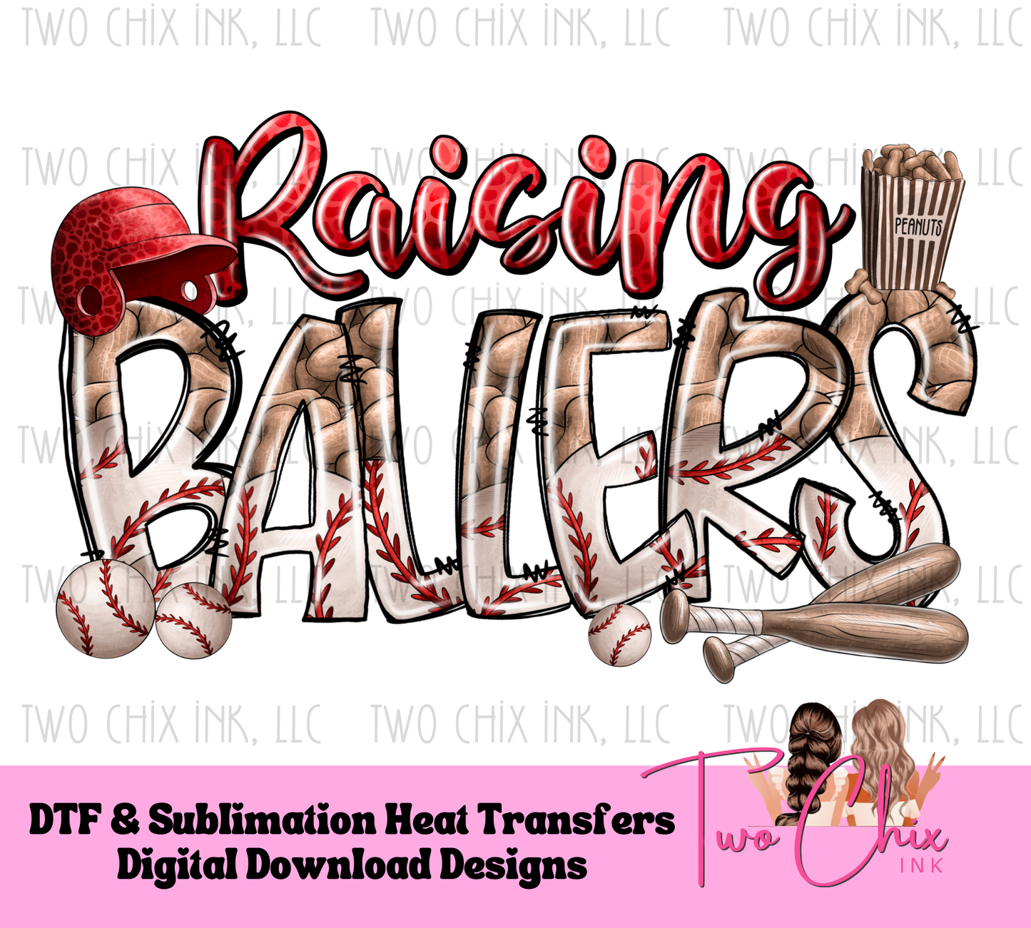 Raising Ballers DTF Ready for Press Baseball mom Tshirt Transfer